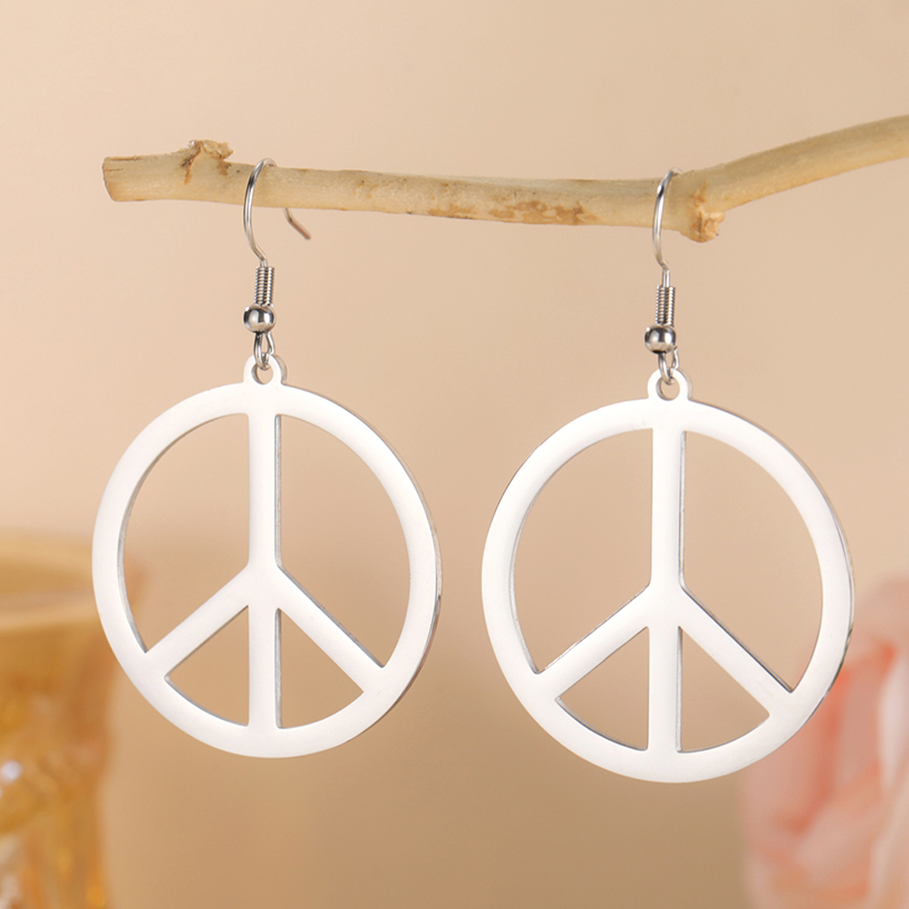 Vintage Fashion Labels - Stainless Steel Peace Sign Symbol Drop