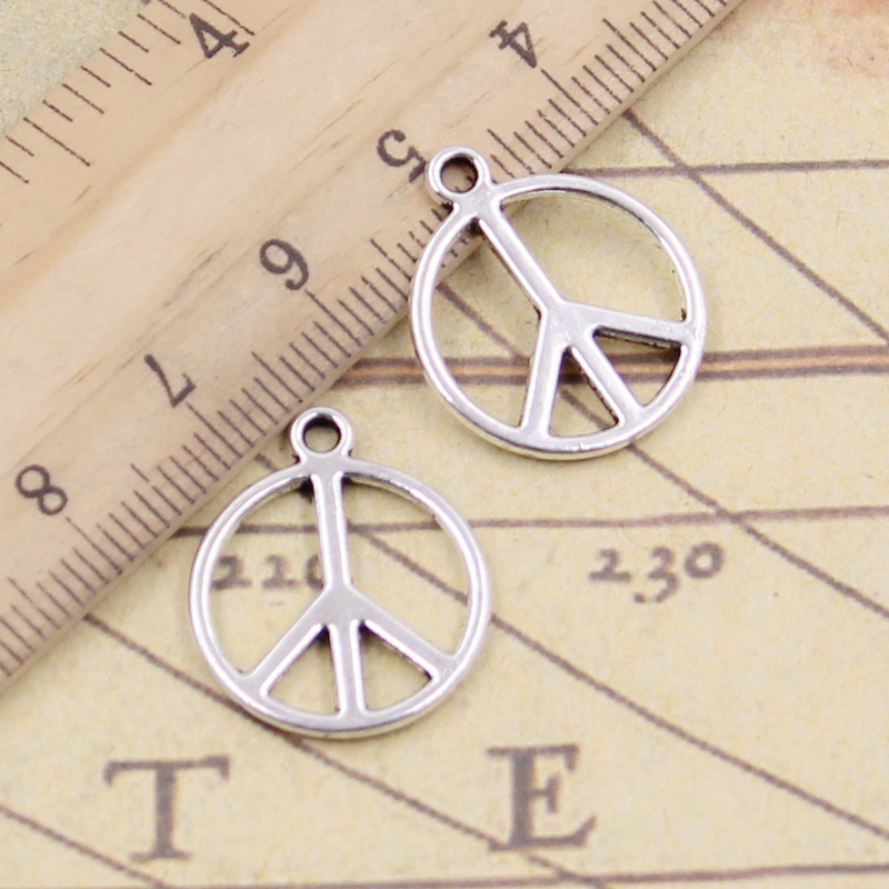 Vintage Fashion Labels - 20pcs Charms Peace Sign Symbol 21x17mm