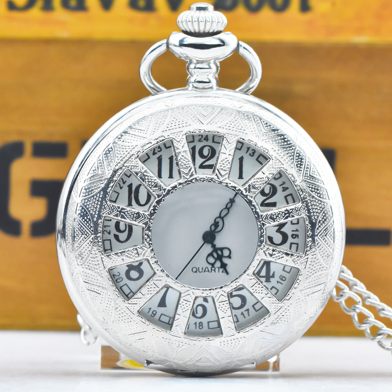 Vintage Fashion Labels - Vintage Silvery Steampunk Cutout Carved Quartz