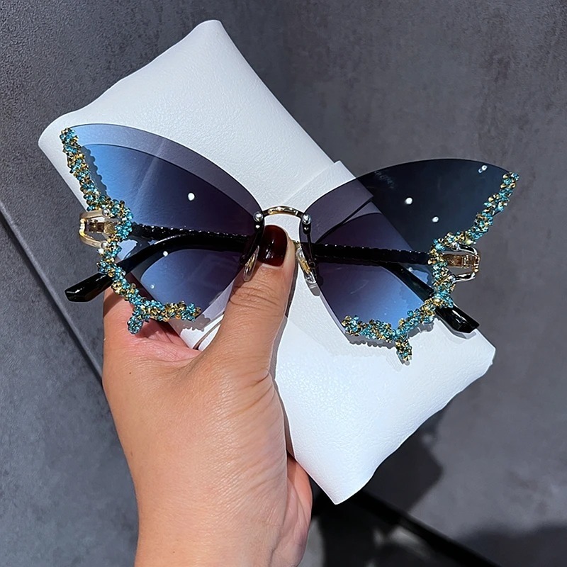 Vintage Fashion Brands - Luxury Diamond Butterfly Sunglasses Women Brand