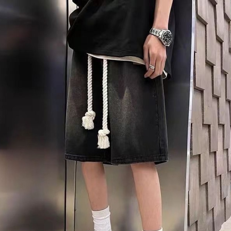 Vintage Fashion Trends - Baggy Straight Half Men's Short Jeans