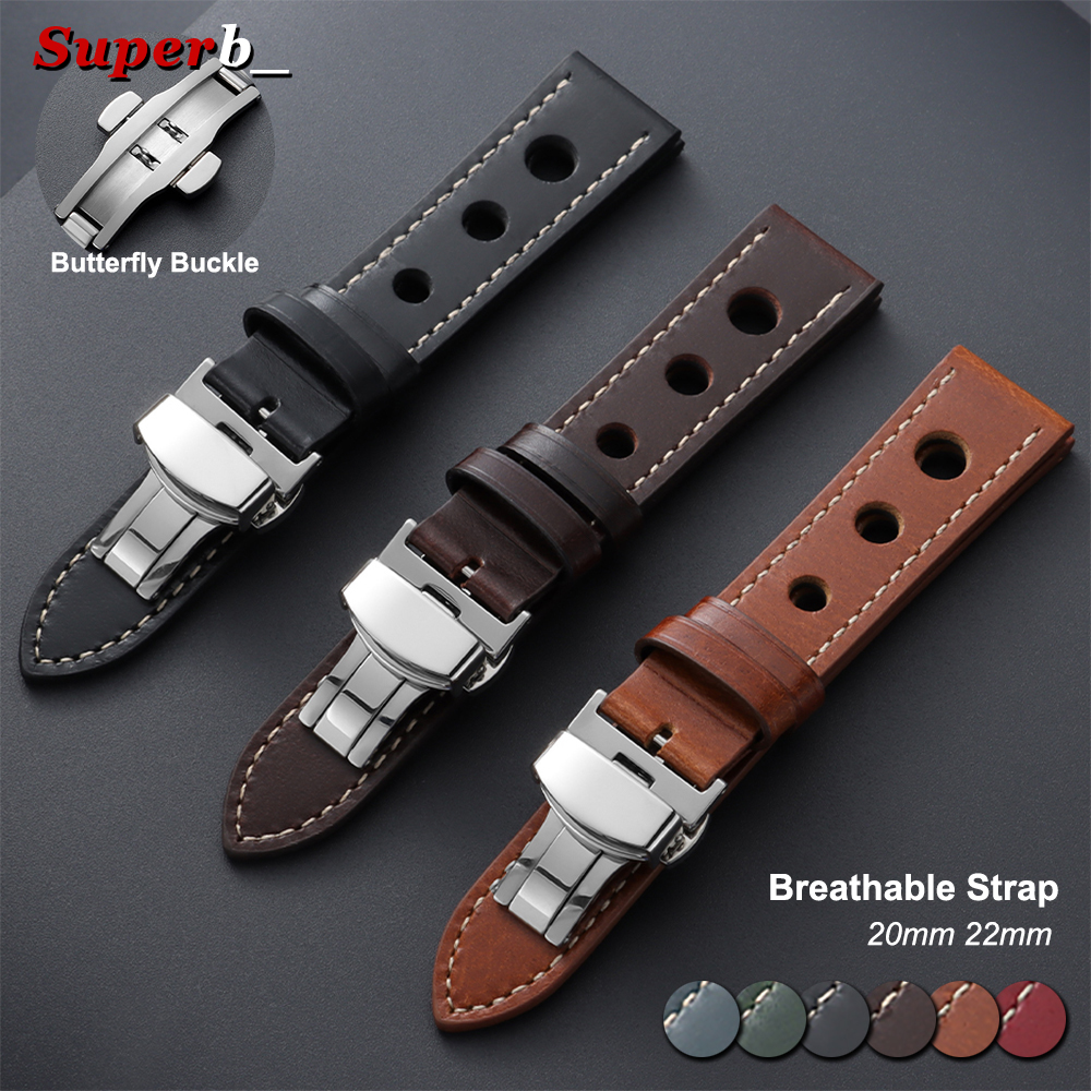 Vintage Fashion Labels - 20mm 22mm Vintage Cowhide Leather Watch