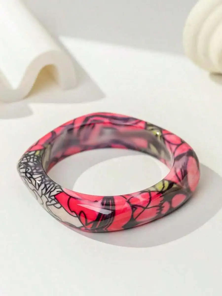 Retro Floral Resin Bangle Aest - Vintage Fashion Retro Outfit recensie en prijs