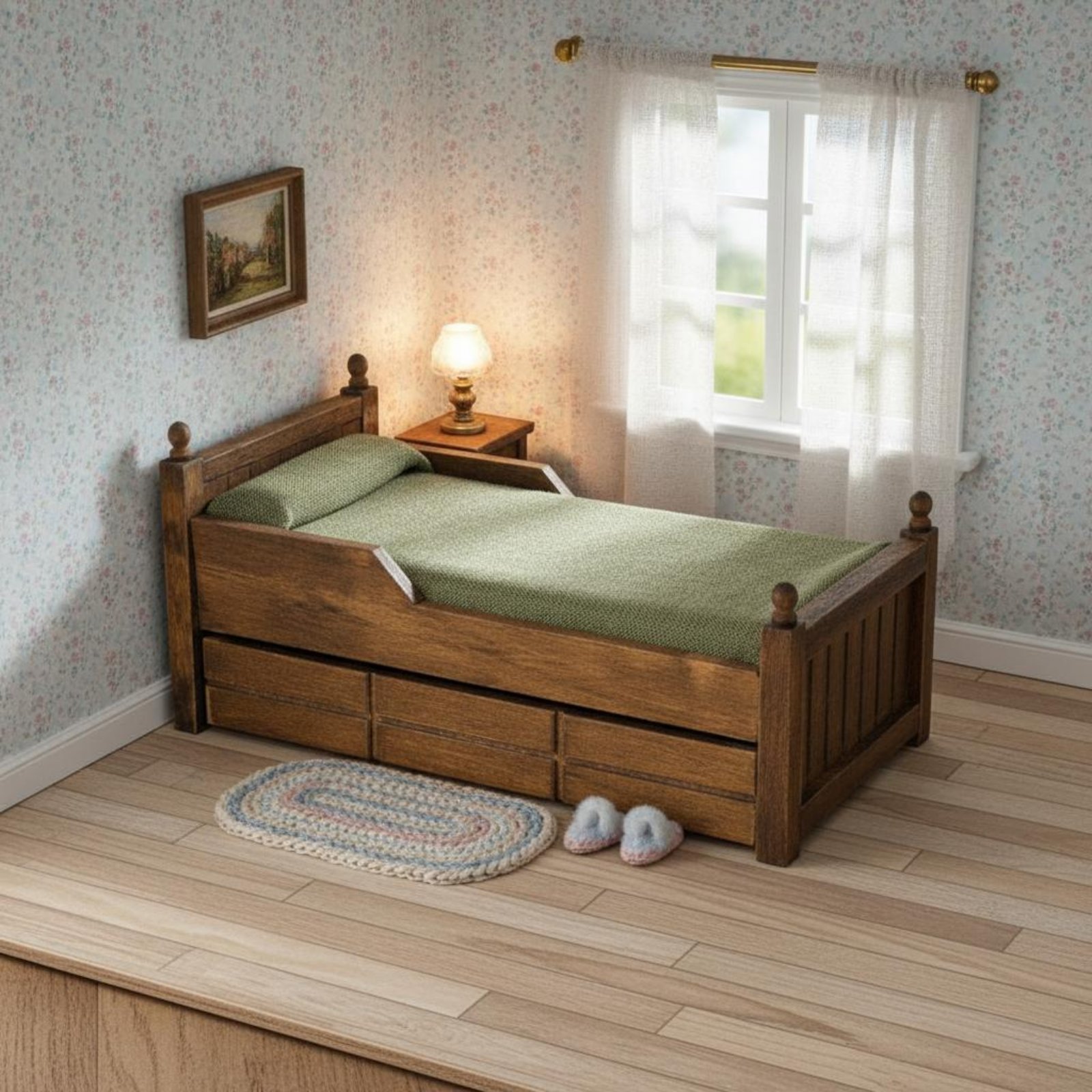 1:12 Scale Wooden Bed Handmade - Vintage Fashion Design recensie en prijs