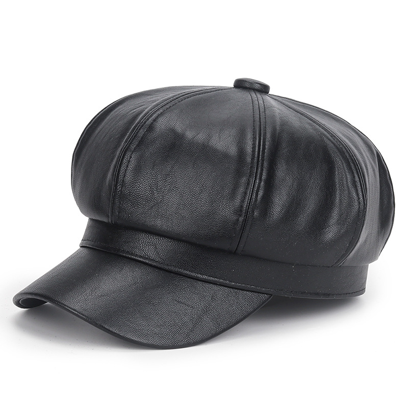 Winter Black PU Leather Hat fo - Vintage Fashion Hats recensie en prijs