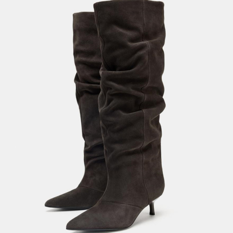 Suede Slouch Knee High Boots W - Vintage Fashion Design recensie en prijs